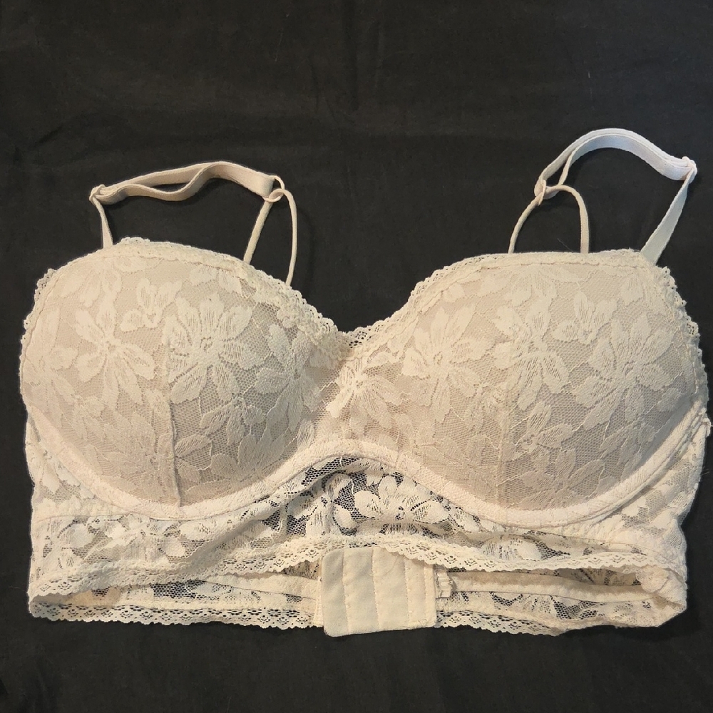 PINK White Lace Bra